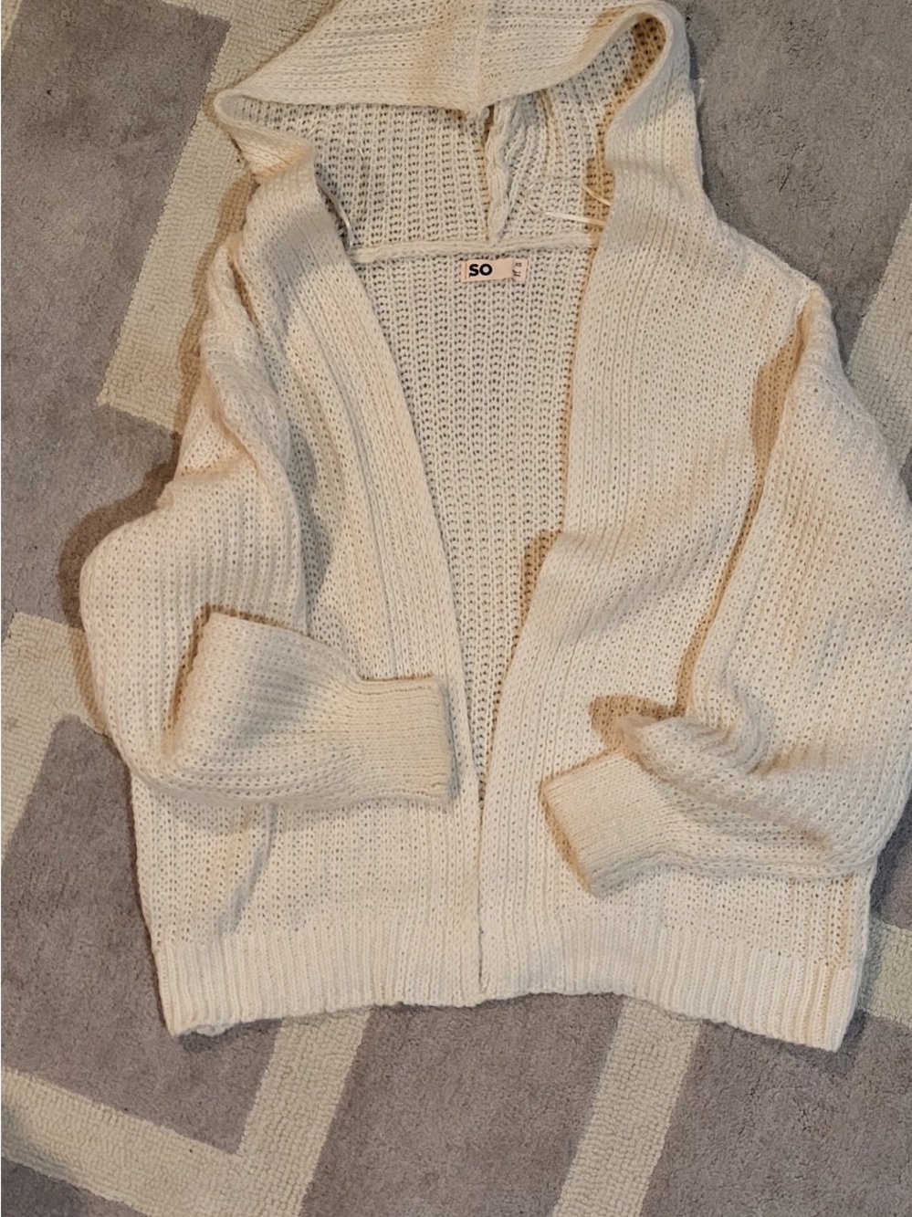 SO Cream Open-Front Hooded Knit Cardigan